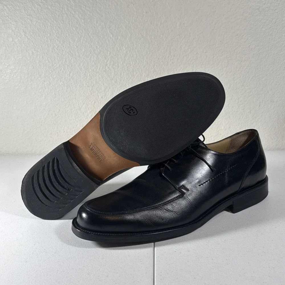 Johnston & Murphy XC4 Black Leather Dress Shoes Mens 13 M Bicycle Toe Italy 🇮🇹